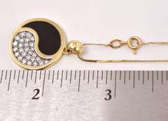 Sensational Yin-Yang Diamond Pendandant Necklace in 14K Yellow Gold