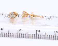 Sparkling Yellow Gold Diamond Stud Earrings