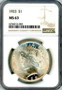 1923 Peace Silver Dollar in NGC MS63