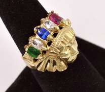 Beautiful Native American Inspired Ring in Yellow Gold