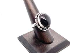 🕸 Spooky! 🕸 Oval Black Onyx Tibetan Silver Rope Design Ring