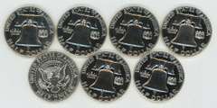 7 Diff. Gem Proof Franklin & Kennedy Half Dollars 1957-64