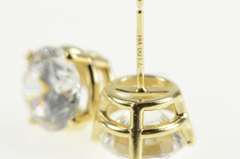 14K Yellow Gold Round Solitaire CZ Classic Statement Stud Earrings
