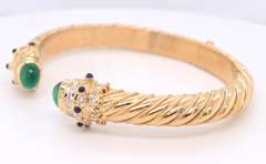 Masterpiece 18kt Emerald and Diamond Cable Rope Cuff Bracelet
