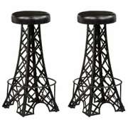 Paris Style Bar Stools 2 pcs Real Leather