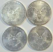 4 Superb Gem BU $1 Silver Eagles from 2011 to 2014