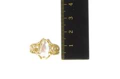 14K Yellow Gold Ornate Blister Pearl Vine Abstract Statement Ring
