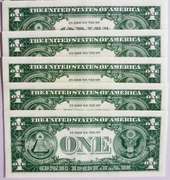 (5)  Superb Crisp 1969C $1 Star Replacement Notes Chicago-Consecutive!