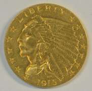 Very lovely Brilliant Uncirculated 1915 US $2.50 Indian Gold