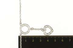 14K White Gold Heart Filigree Dangle Cable Chain Statement Necklace