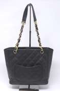 Chanel Black Cavier Petite Shopping Tote Bag