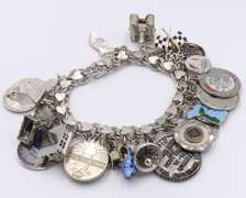 Vintage Sterling Silver Signed Heavy Charms Bracelet