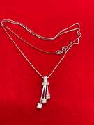 14K WHITE GOLD BOX LINK WITH DIAMOND PENDANT