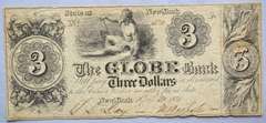 $ 3 Globe Bank State of New York April 21 1840 Note