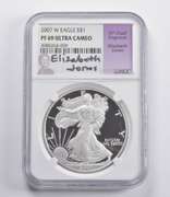 PF69 UCAM 2007-W American Silver Eagle Signed Jones NGC