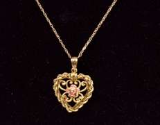 Romantic Heart Pendant Necklace in 14K Yellow Gold