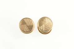 14K Yellow Gold Art Deco Geometric Retractable Chain Cuff Links