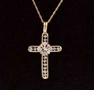 Gorgeous Diamond Cross Pendant Necklace in 14K Yellow Gold