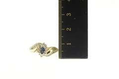 10K Yellow Gold Marquise Sapphire Diamond Halo Bypass Ring