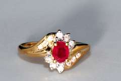 Vivid Ruby & Diamond Ring in 14k
