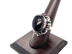🕷Phantom-inal!🕷 Oval Black Onyx Tibetan Silver Floral Energy Design Ring