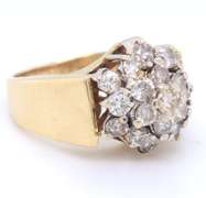 Pleasing Yellow Gold 2ctw Diamond Cluster Ring