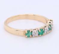 Fabulous Yellow Gold Emerald and Diamond Band Ring