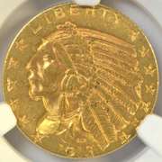 Solid BU 1913 US $5 Indian Gold Piece. NGC MS61