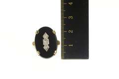 10K Yellow Gold Art Deco Black Onyx Diamond Statement Ring