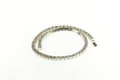 Sterling Silver 1940's Classic Rhinestone Squared Tennis Necklace