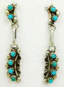 Early Native American Sterling Turquoise Earrings