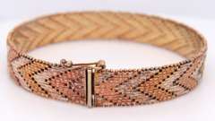 STERLING SILVER AND GOLD MESH BRACELET