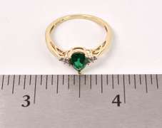 Gorgeous Green Crystal and Diamond Ring in Yellow Gold
