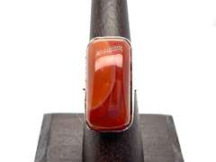 Statement Piece Red Carnelian Tibetan Silver Ring