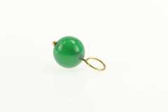14K Yellow Gold Retro Green Chalcedony Sphere Ball Charm/Pendant