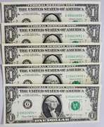 (5) Superb Crisp 1969C $1 Star Replacement Notes Chicago-Consecutive!