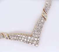 Majestic White and Yellow Gold Chevron Diamond Necklace