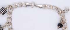 Vintage Sterling Silver Glass Charm Bracelet