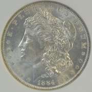 Satiny-white near Gem BU 1884-O Morgan Silver Dollar. NGC MS64