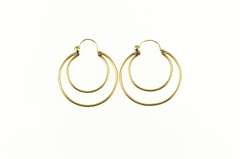14K Yellow Gold Two Tone 29.0mm Layered Round Hoop Earrings