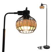 Rattan Hollow Cage Design Floor Lamp Rustic Style