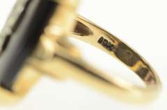 10K Yellow Gold Art Deco Black Onyx Diamond Statement Ring