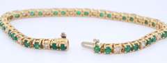Sepctacular Yellow Gold Emerald and Diamond Tennis Bracelet