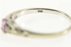 14K White Gold Pink Sapphire Diamond Accent Scroll Filigree Ring