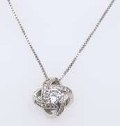 Vintage Sterling Silver Cubic Zirconia Pendant on Chain