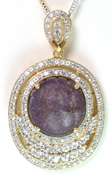 Glittering Massive 23.79CTS Cabochon Cut Natural Star Ruby & White Sapphire Necklace in 3-Tone Silver