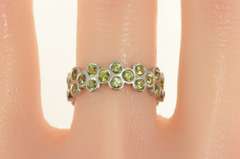 18K White Gold Green Sapphire Eternity Honeycomb Band Ring