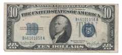 1934-D $10 Ten Dollar Blue Seal Hamilton Bank Note US Bill