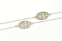 Sterling Silver Charles Garnier Oval Scroll Filigree Chain Necklace