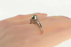 14K White Gold Tahitian Pearl Diamond Accent Engagement Ring